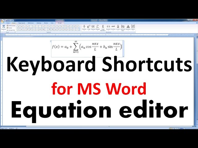 keyboard shortcut for entering equations into word on mac